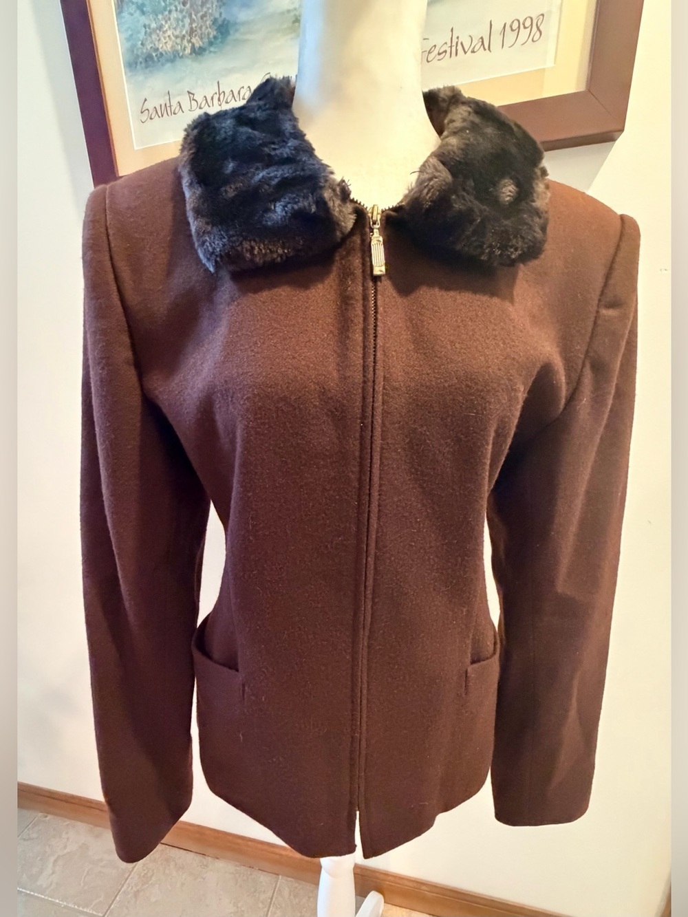 VINTAGE: CASABLANCA | women’s faux fur, wool dress jacket. Size: 8